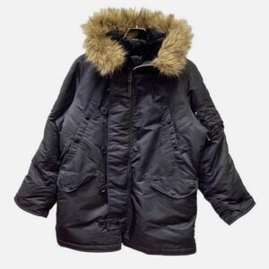 Alpha Industries Black Jacket with Faux Fur Trim